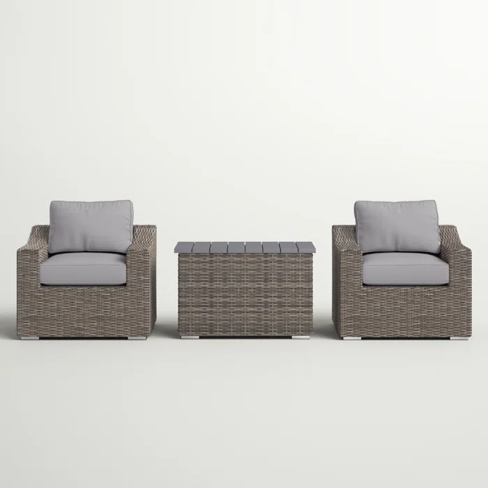 Chic Rattan Wicker Fully Assembled 2-Person Seating Group with Plush Cushions – Ideal for Cozy Outdoor Gatherings