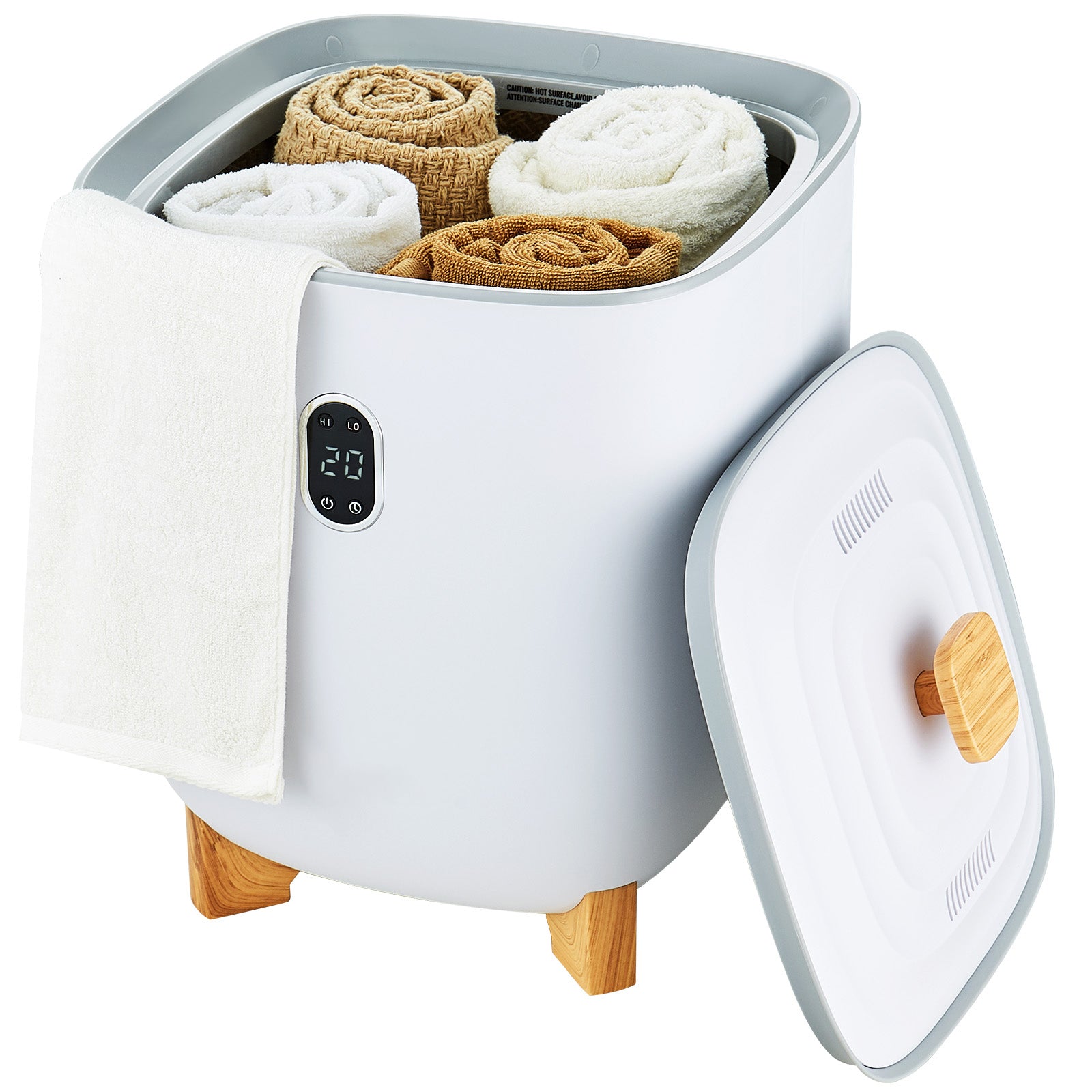Towel Warmer 25L, Towel Warmer Bucket with 2 Heating Modes, 20/40/60/90 Min Auto Shut Off, Bottom Heating Columns, LED Screen, Large Towel Warmer for Bathroom, Spa, Bathrobe, Blanket & Pajama
