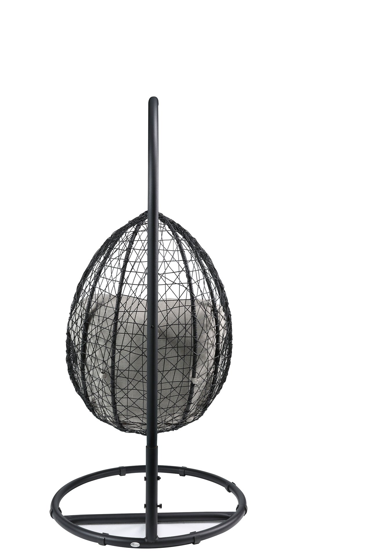 Simona Beige Fabric & Black Wicker Hanging Chair