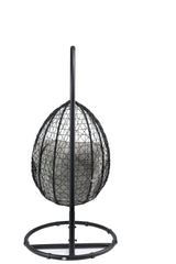Simona Beige Fabric & Black Wicker Hanging Chair