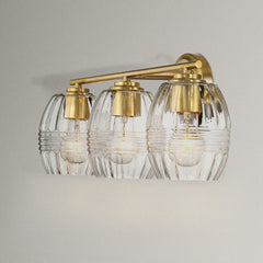 Luster Three Lights Vanity With Clear Glass for Bathrooms above Mirror  Wall Lamp - Satin Brass