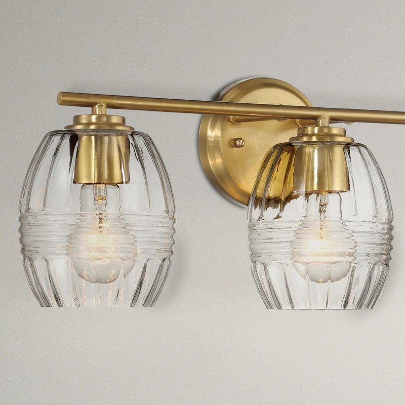 Luster Three Lights Vanity With Clear Glass for Bathrooms above Mirror  Wall Lamp - Satin Brass