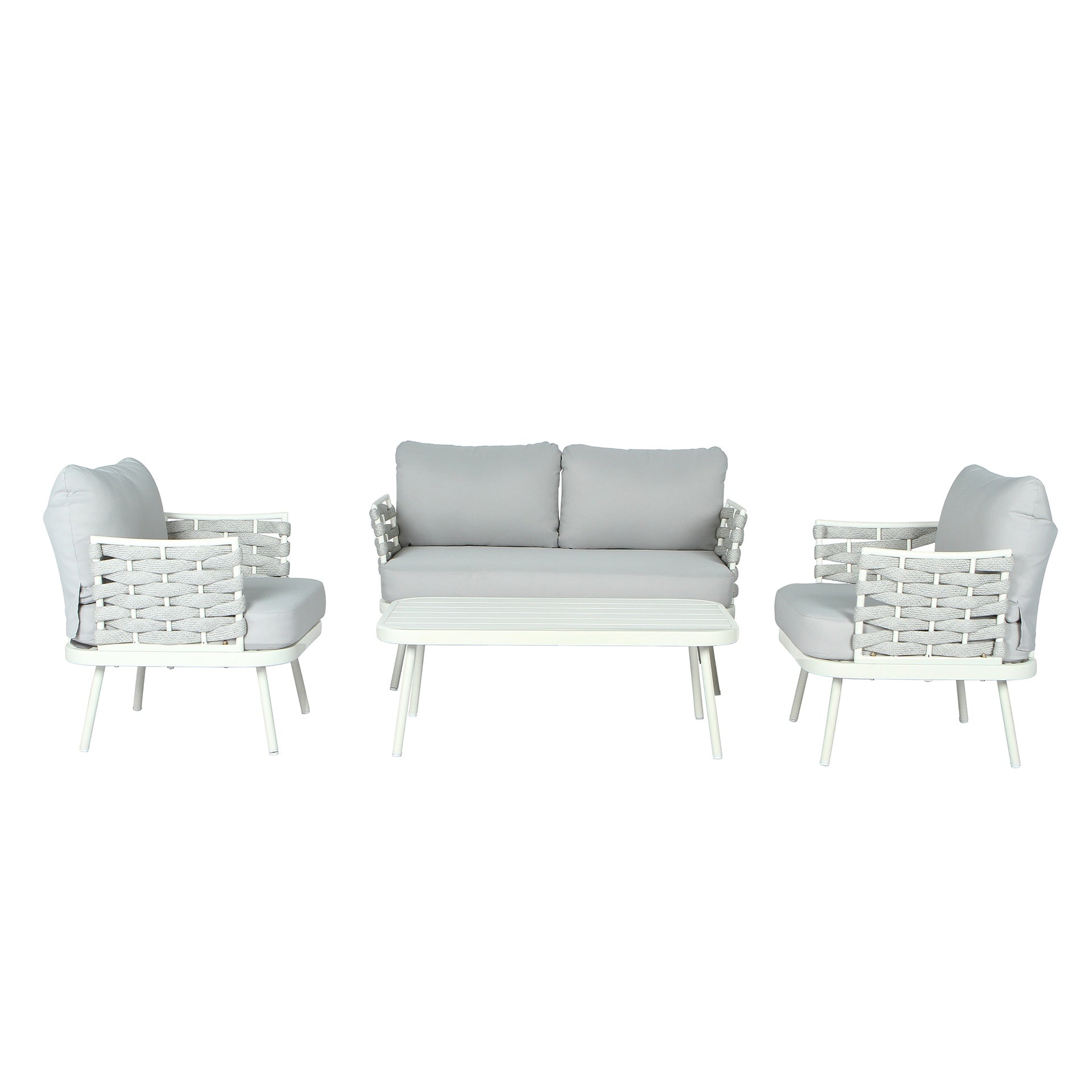 Mariano Steel 4-Pieces Coversation Set, Off White+Grey
