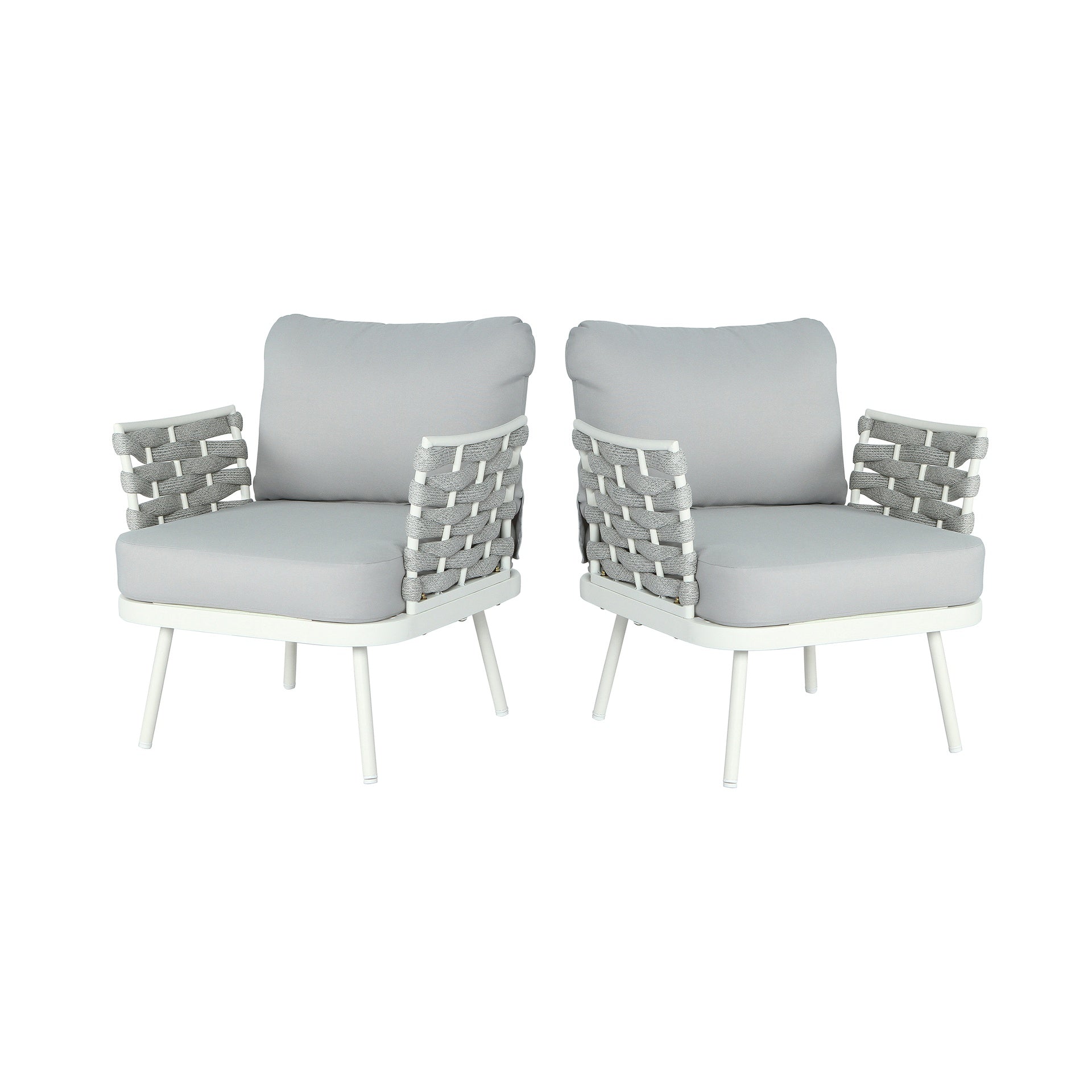 Mariano Steel Club Chair Set of 2, Off White+Grey