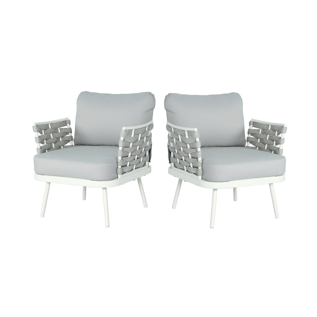 Mariano Steel Club Chair Set of 2, Off White+Grey