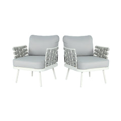 Mariano Steel Club Chair Set of 2, Off White+Grey