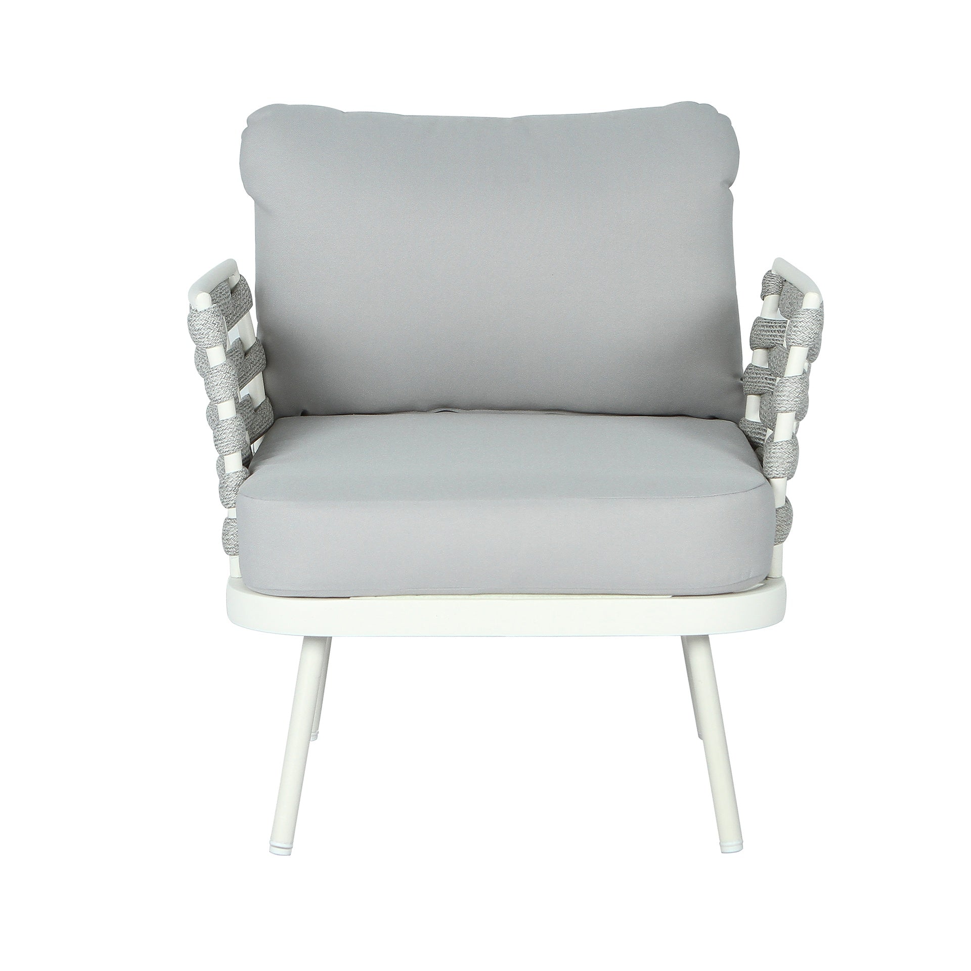 Mariano Steel Club Chair Set of 2, Off White+Grey