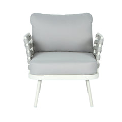 Mariano Steel Club Chair Set of 2, Off White+Grey