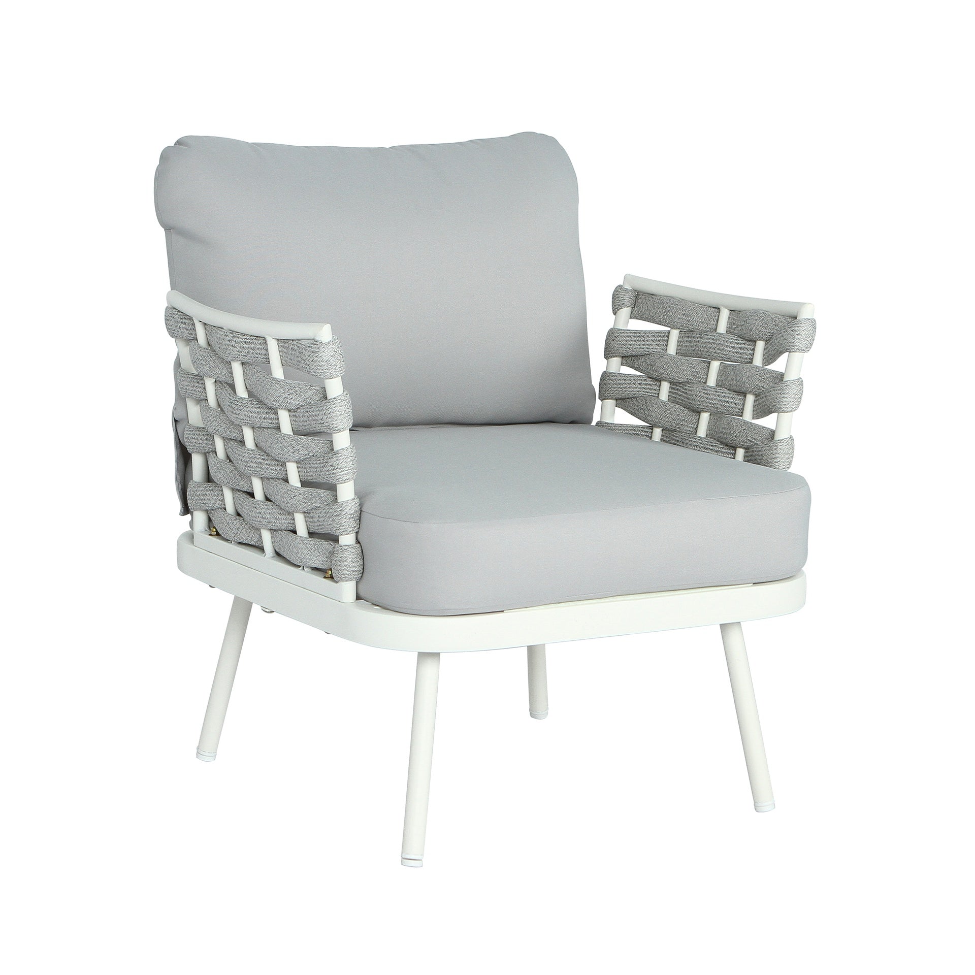 Mariano Steel Club Chair Set of 2, Off White+Grey