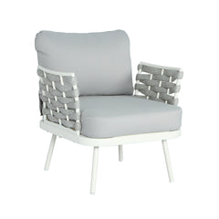 Mariano Steel Club Chair Set of 2, Off White+Grey