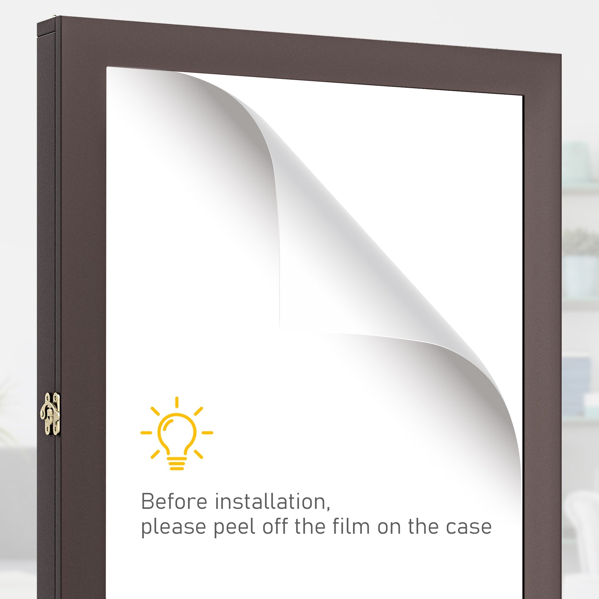 HOMCOM 24" x 32" Jersey Display Case, Wall-Mounted Memorabilia Acrylic Shadow Box with Hanger, Brown