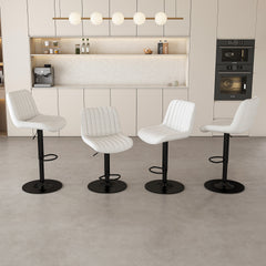 Swivel Bar Stools with Adjustable Height (35.03-43.7 Inches), Backrest, and Soft Knit Fabric - Ideal for Kitchen Island, Bar Counter, Dining Room, Beige(Set of 2)
