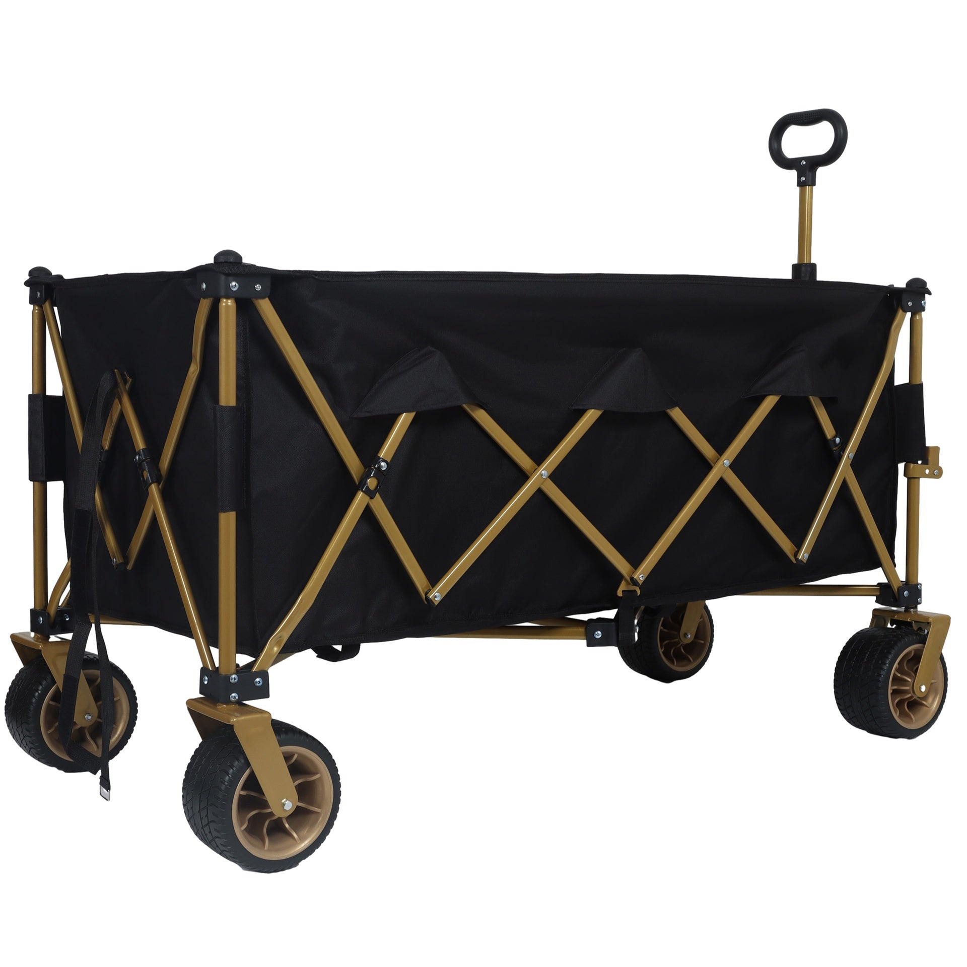 51-inch Extra long large Heavy-Duty Foldable Utility Wagon - 480lbs Capacity, Patented Ultra-Stable Frame, 1:6 Space-Saving Fold & 7" All-Terrain Wheels, No Assembly Needed, Black