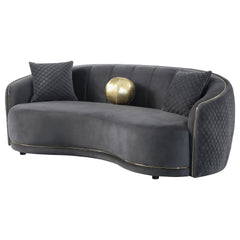 Luxe Dark Grey Upholstered Curved Sofa