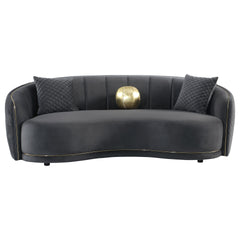 Luxe Dark Grey Upholstered Curved Sofa