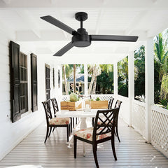 52" Ceiling Fan Without Light, 3 ABS Blades Farmhouse Ceiling Fan with Remote Control 6-speed Reversible DC Motor Black for Living Room, Bedroom, Kitchen