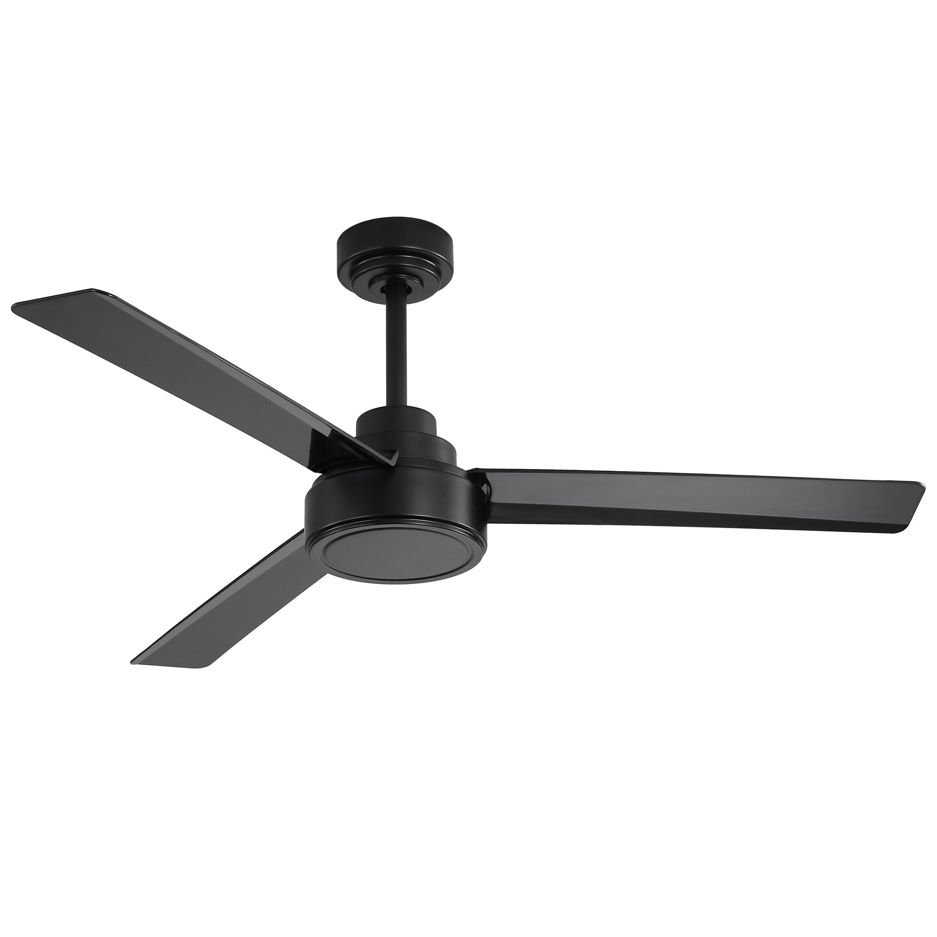 52" Ceiling Fan Without Light, 3 ABS Blades Farmhouse Ceiling Fan with Remote Control 6-speed Reversible DC Motor Black for Living Room, Bedroom, Kitchen