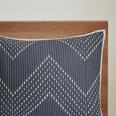 3 Piece Embroidered Cotton Quilt Set Navy King/Cal King