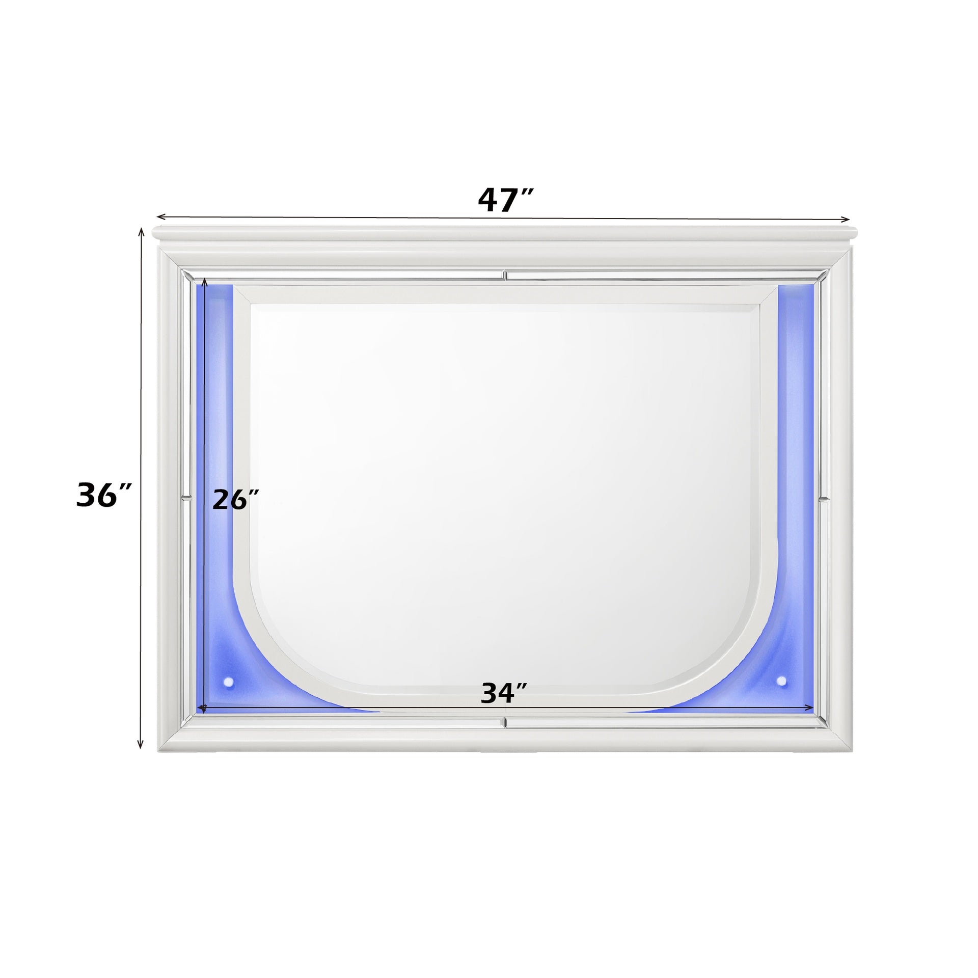 Tarian Pearl White Finish Mirror W/Led