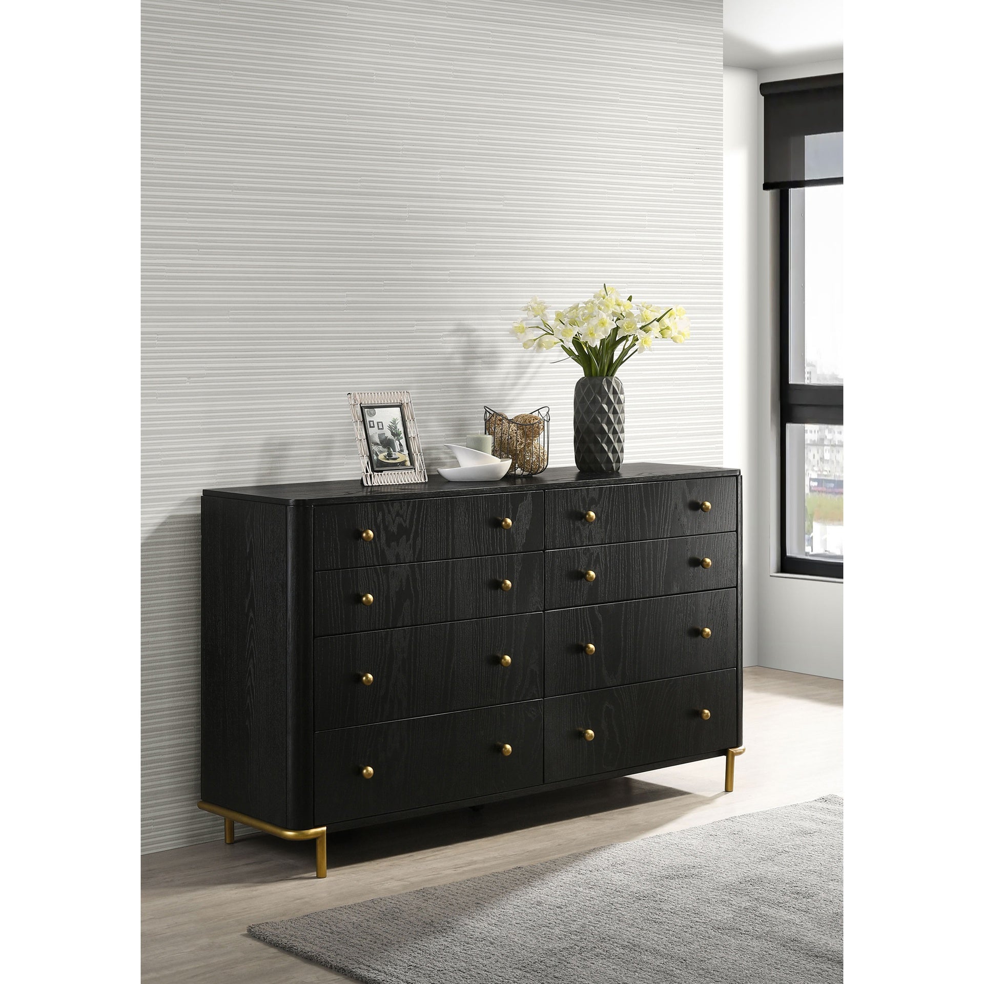 Anser Black 8-drawer Dresser