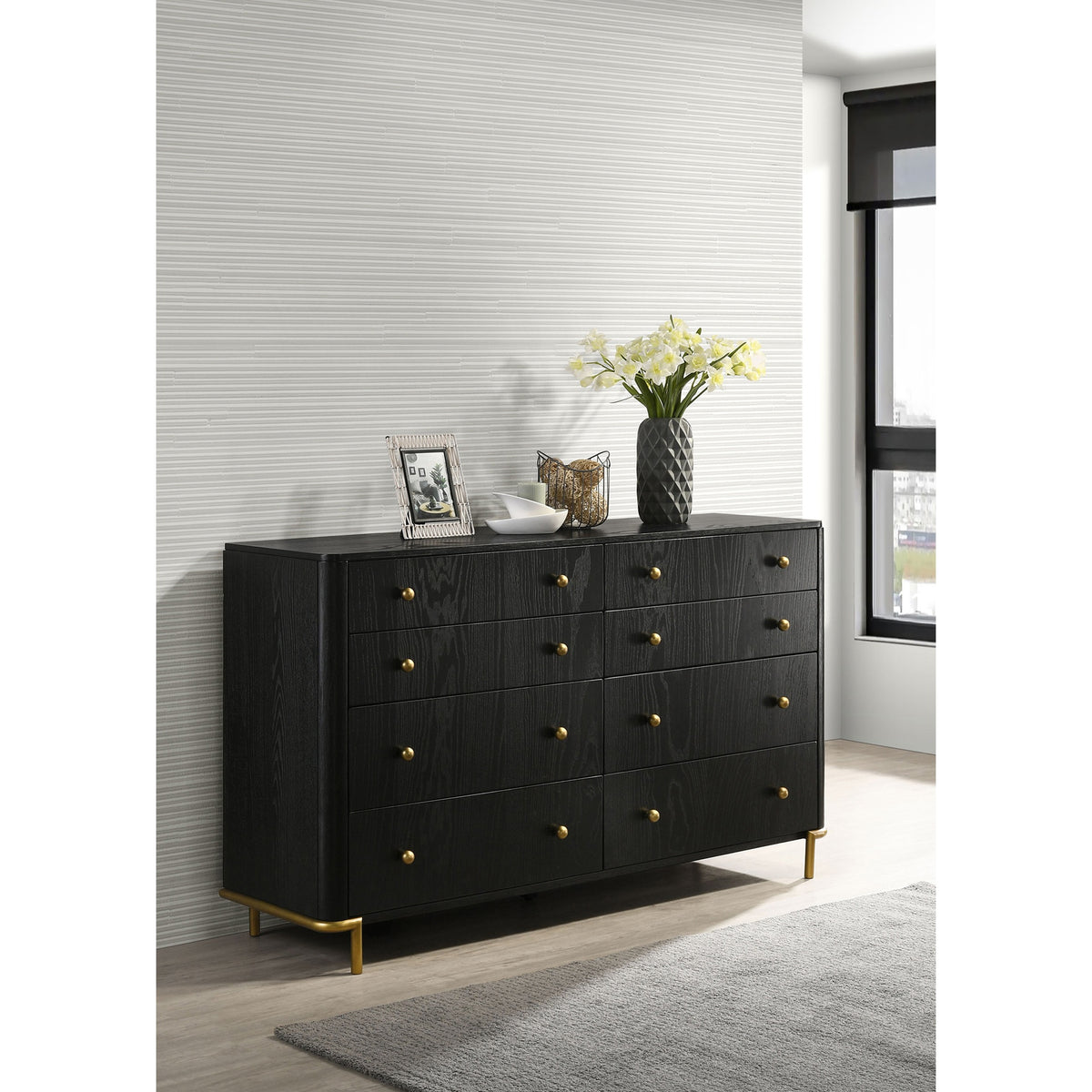 Anser Black 8-drawer Dresser
