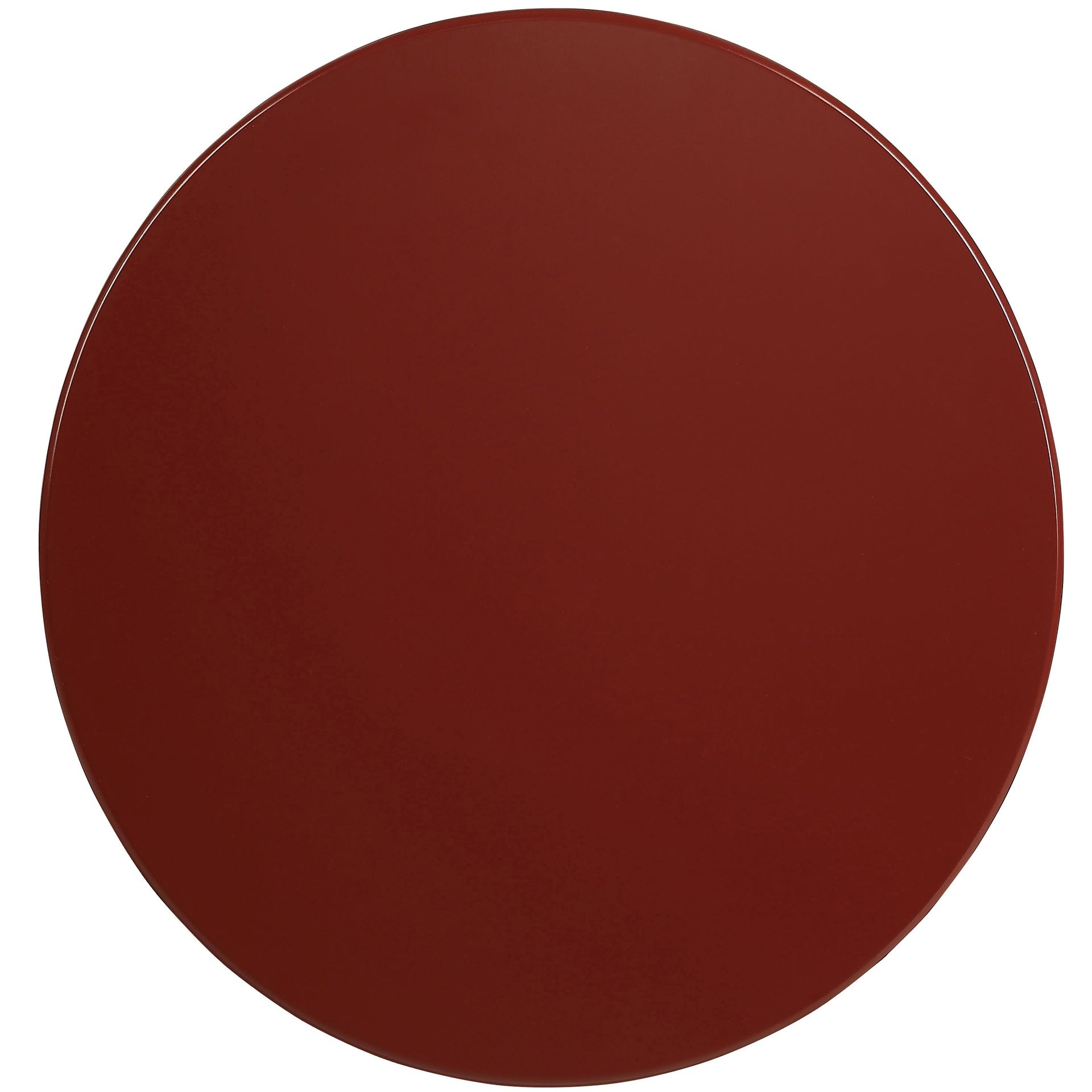 Red Round Side Table with Bottom Shelf
