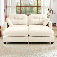 Cloud Sectional Couches,Premium Chenille Fabric Paired With Soft Throw Pillows ,Tufted Cushion Backrest Design  High-Density Foam Ergonomic Design Easy Install Elegant Armrests,Fits Bedrooms,Beige