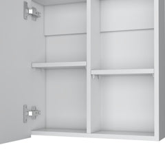 Medicine Cabinet 21.1" H, 1 Door, 4 Shelves, 1 Mirror, White
