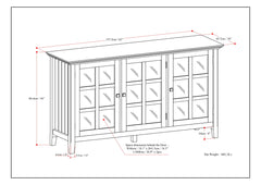 Acadian 62 inch Wide Solid Wood Wide Storage Cabinet in Distressed Grey
