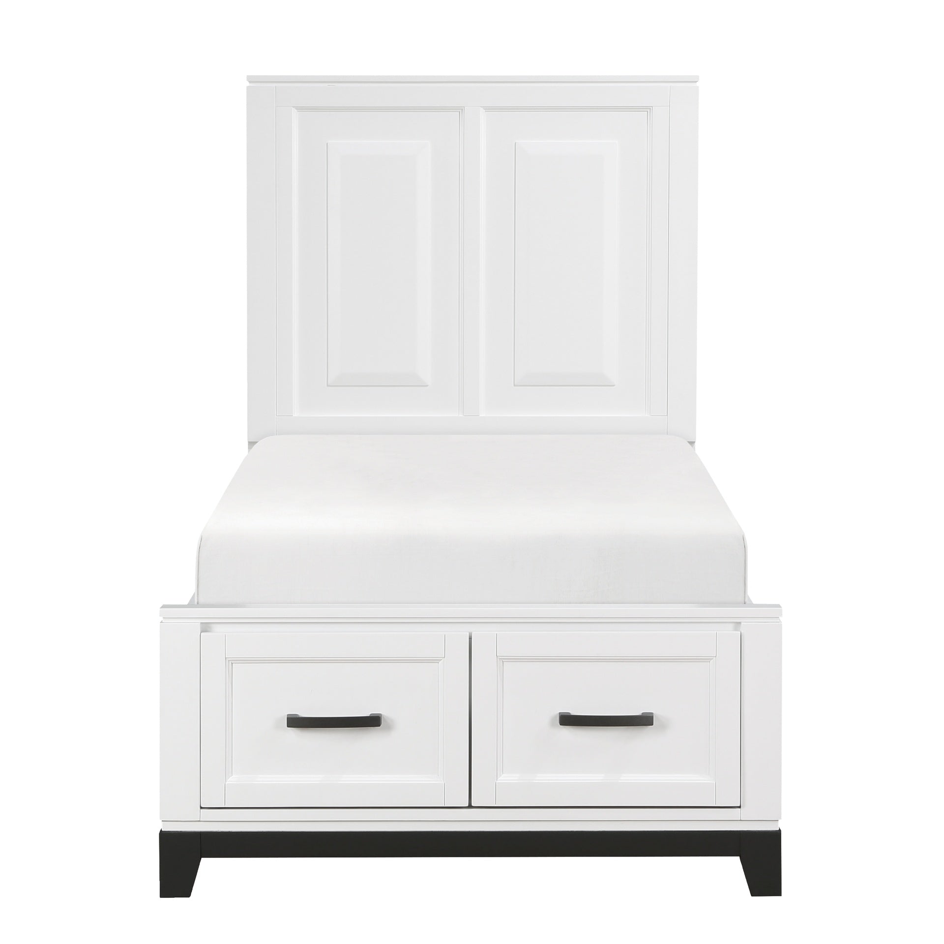 White Finish Twin Size Platform Bed with Storage Drawers Wooden Bedroom Furniture 1pc