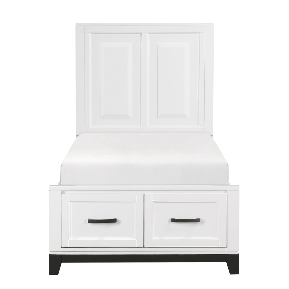 White Finish Twin Size Platform Bed with Storage Drawers Wooden Bedroom Furniture 1pc