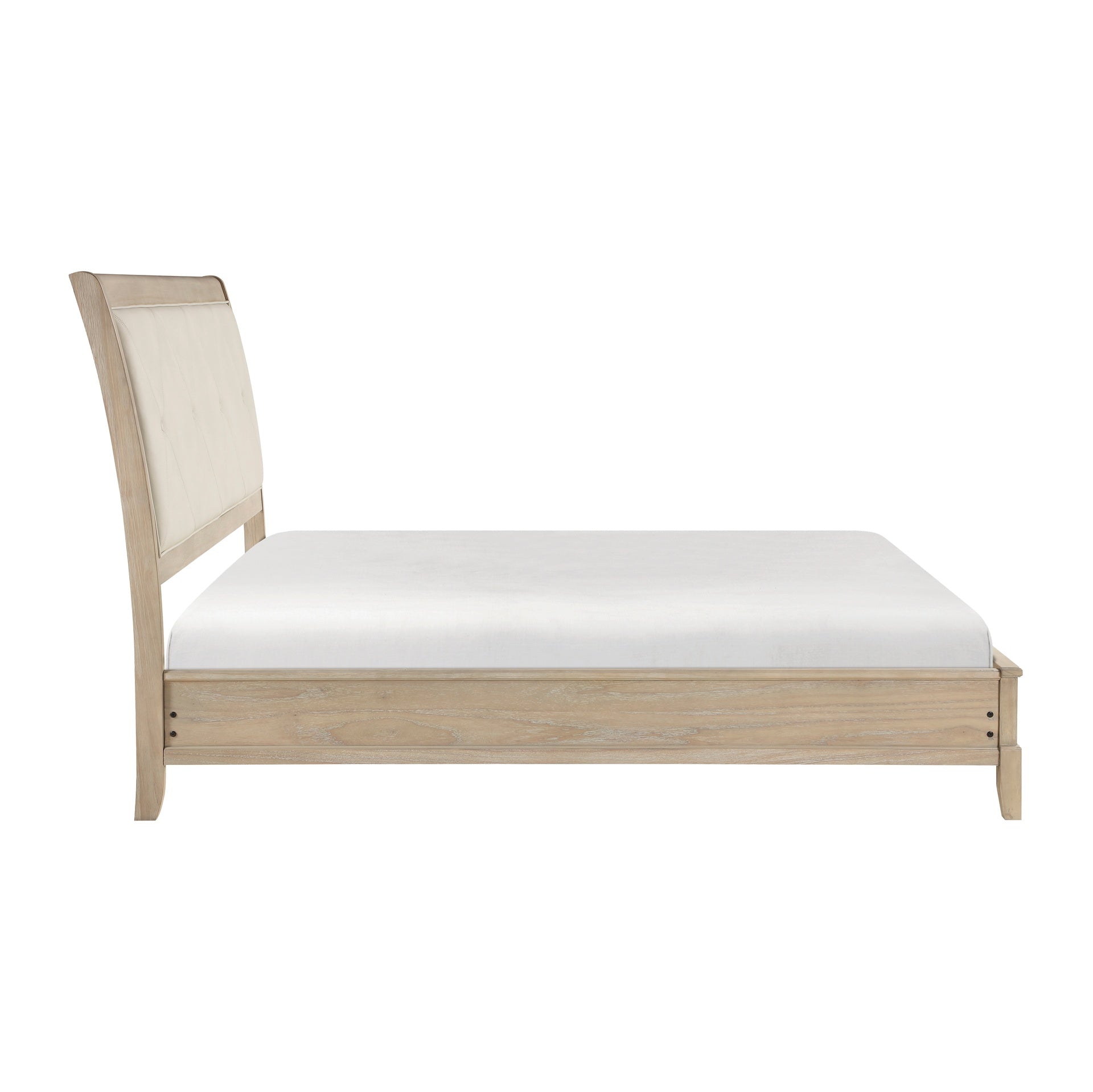 Classic Farmhouse Style Queen Bed Upholstered Headboard Beige Finish Wooden Bedroom Furniture 1pc