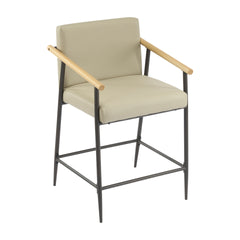 Counter Stool with iron frame-Set of 2-Espresso+Khaki