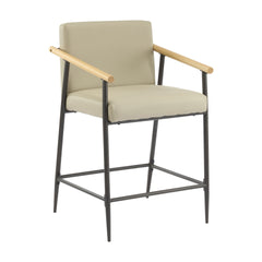 Counter Stool with iron frame-Set of 2-Espresso+Khaki