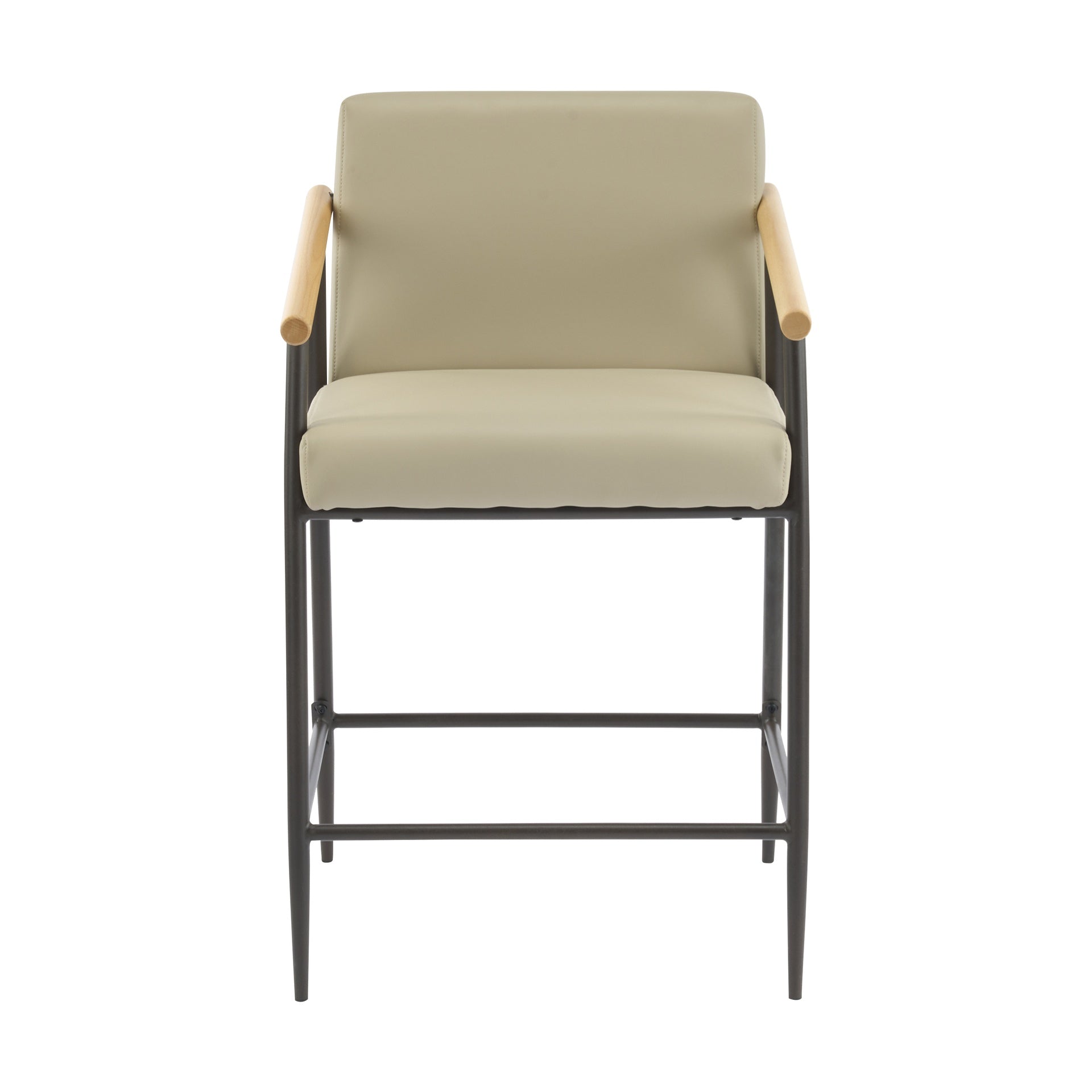 Counter Stool with iron frame-Set of 2-Espresso+Khaki