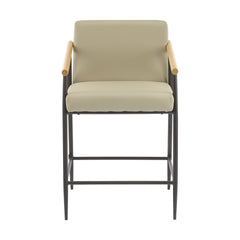 Counter Stool with iron frame-Set of 2-Espresso+Khaki