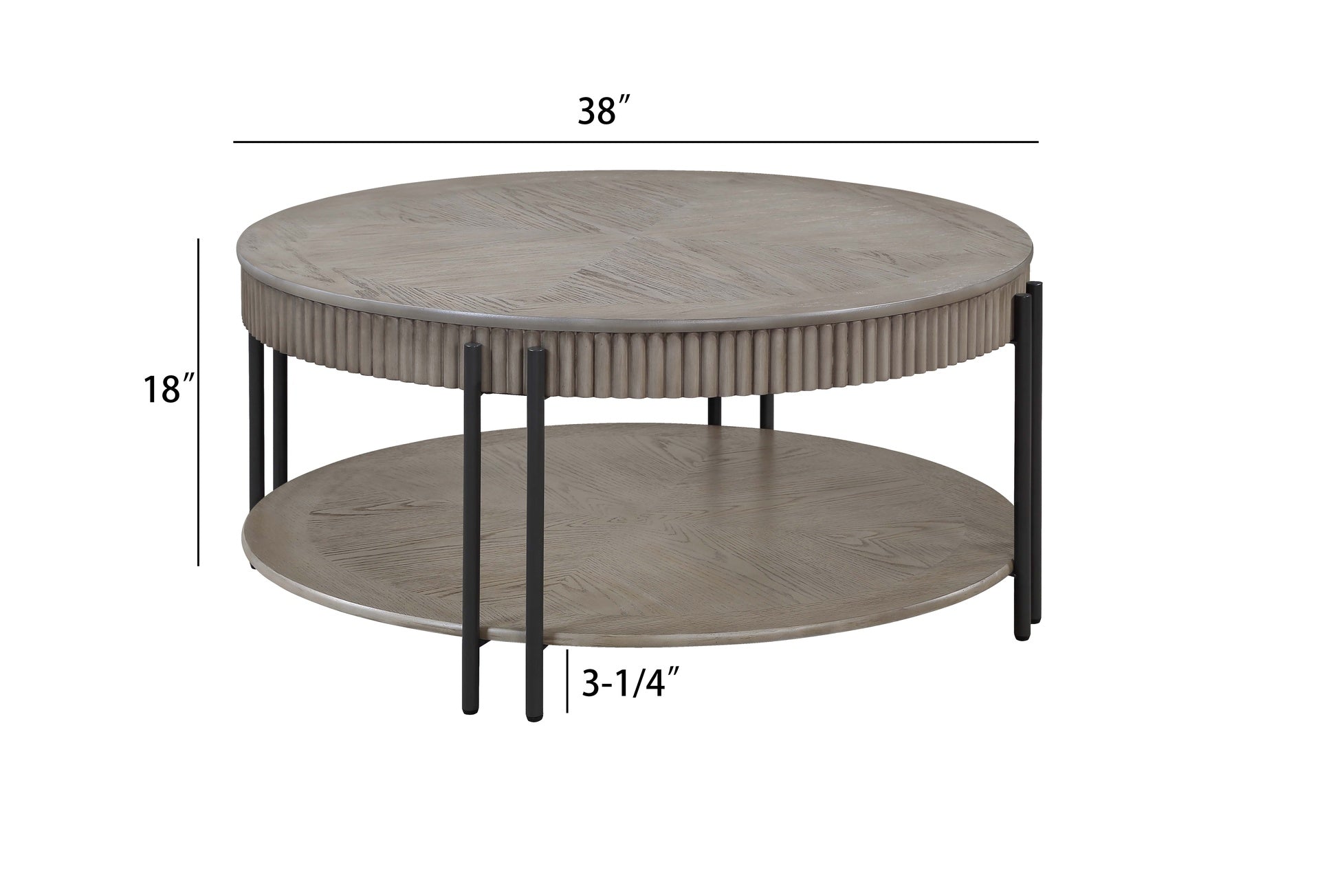 1pc Contemporary Round Coffee Table with Storage Shelf Black Brown Tan / Beige Finish Living Room Wooden Modern Furniture