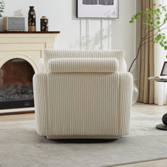 40.55''W Swivel Accent Chair With 2 Thorw Pillows 360 Degree Swivel Round Sofa Modern Oversized Arm Chair Cozy Club Chair for Bedroom Living Room Lounge Hotel, Ivory Corduroy