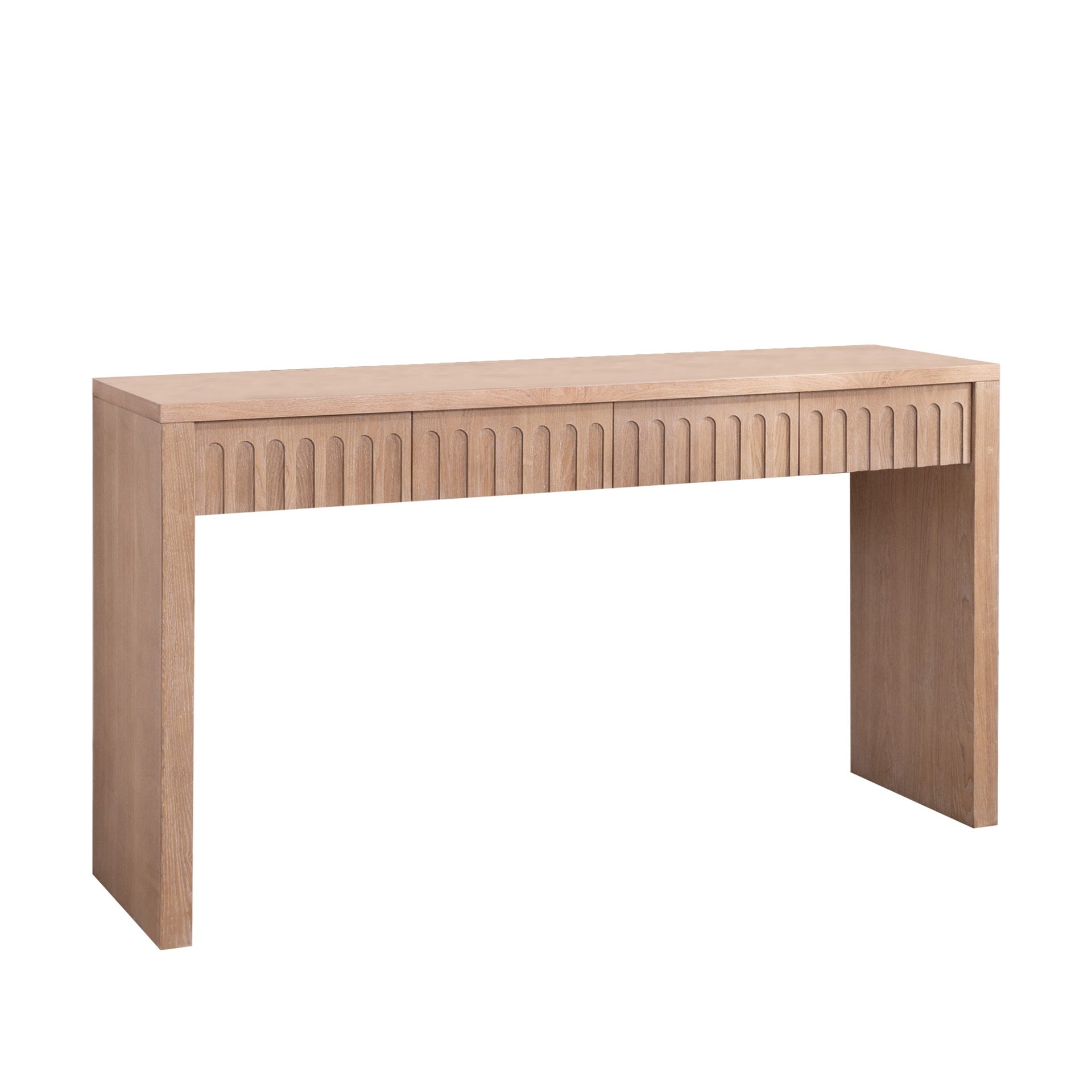 Modern Console Table with 4 Drawers – 59.2" Entryway Table in Natural Wood Finish