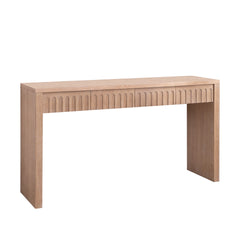 Modern Console Table with 4 Drawers – 59.2" Entryway Table in Natural Wood Finish