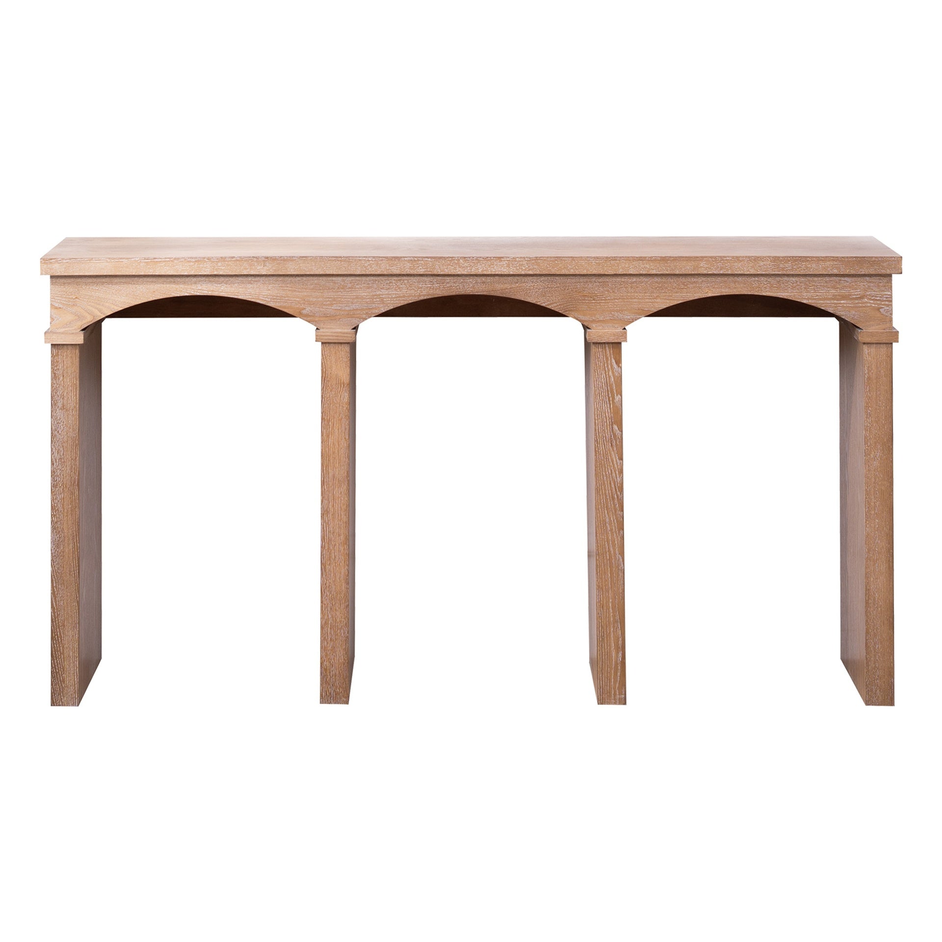 Rustic Archway Console Table – 60"Long Entryway Table with Decorative Arched Legs, Natural Wood Finish, Narrow Sofa Table for Hallway, Living Room, or Foyer