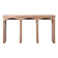 Rustic Archway Console Table – 60"Long Entryway Table with Decorative Arched Legs, Natural Wood Finish, Narrow Sofa Table for Hallway, Living Room, or Foyer