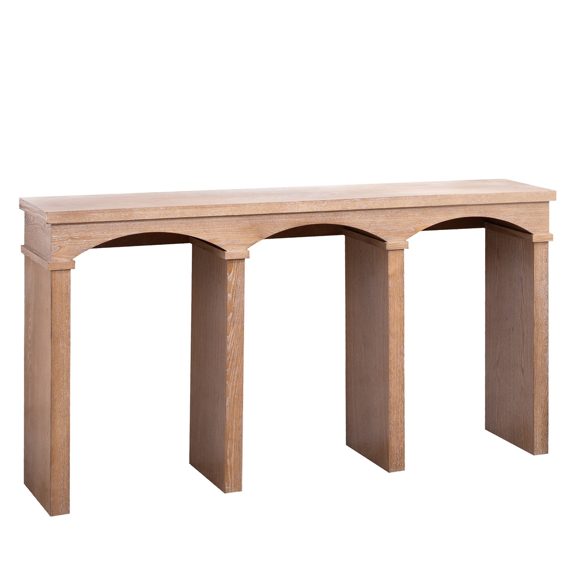 Rustic Archway Console Table – 60"Long Entryway Table with Decorative Arched Legs, Natural Wood Finish, Narrow Sofa Table for Hallway, Living Room, or Foyer