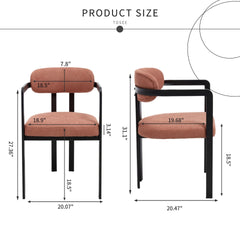 Modern Dining Room Chairs Set of 2, Mid-Century Upholstered Boucle Kitchen Dining Chairs with Black Metal Legs