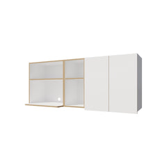 Natural Oak and White Kitchen Cabinet with Microwave Space and Open Shelf