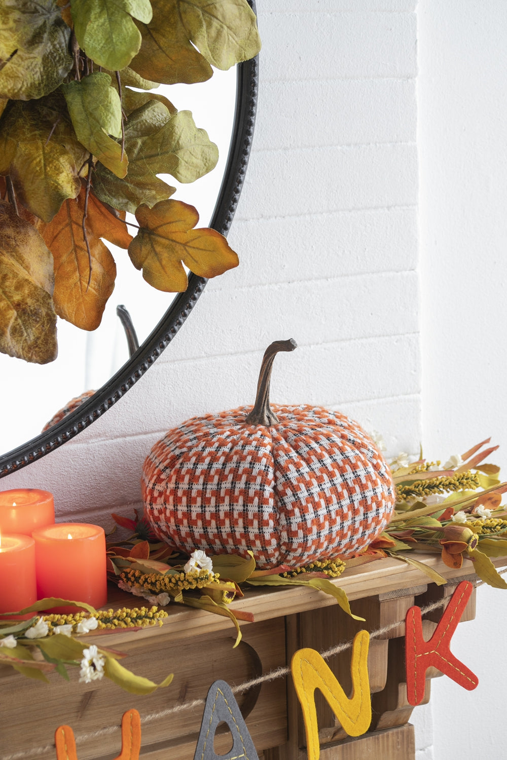Set of 2, 10.2x10.2x9.5" Fabric Orange Pumpkin, Pumpkin Ornament Decor for Holiday Harvest Festival Fall Festival & Thanksgiving