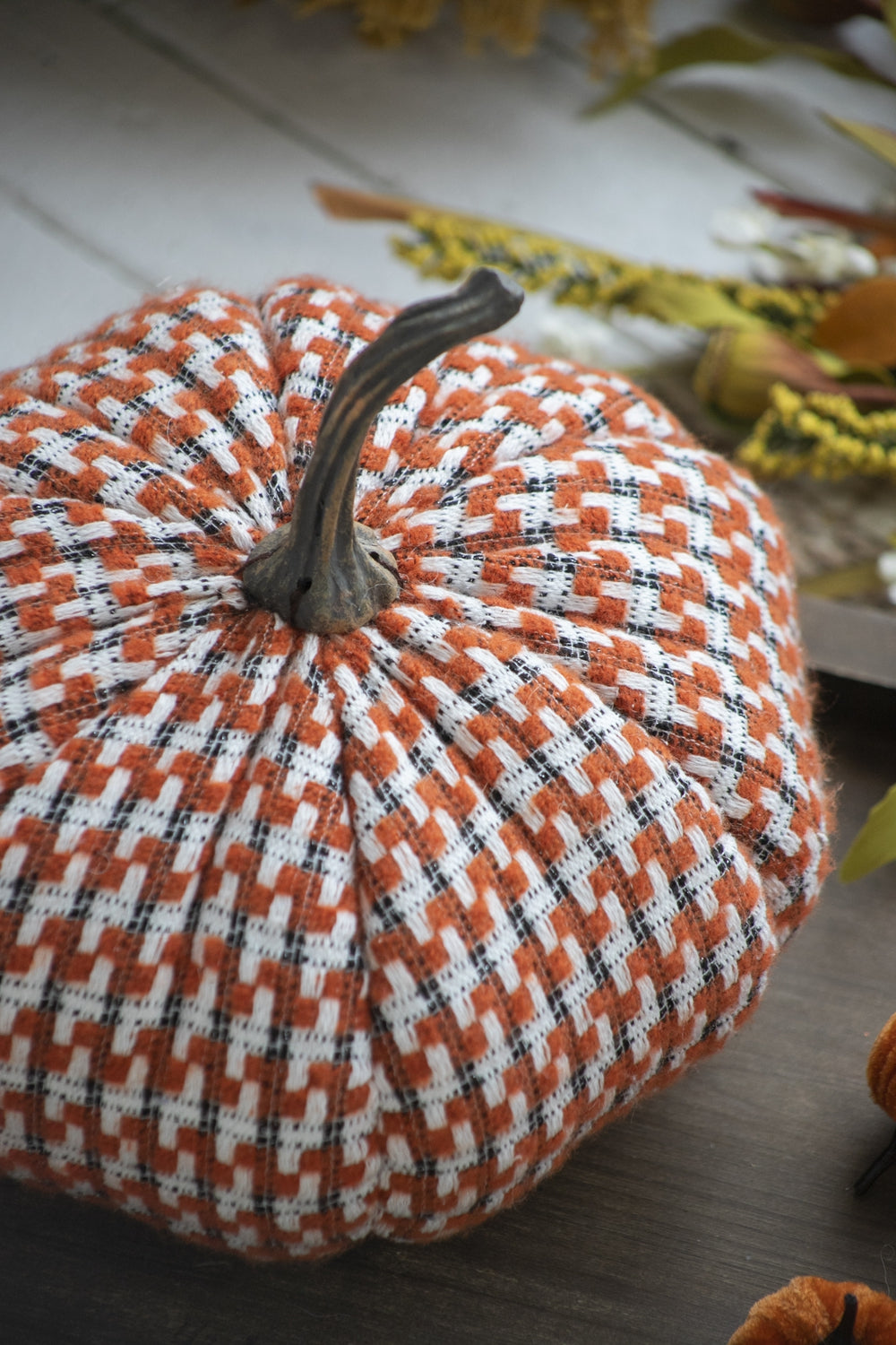 Set of 2, 10.2x10.2x9.5" Fabric Orange Pumpkin, Pumpkin Ornament Decor for Holiday Harvest Festival Fall Festival & Thanksgiving