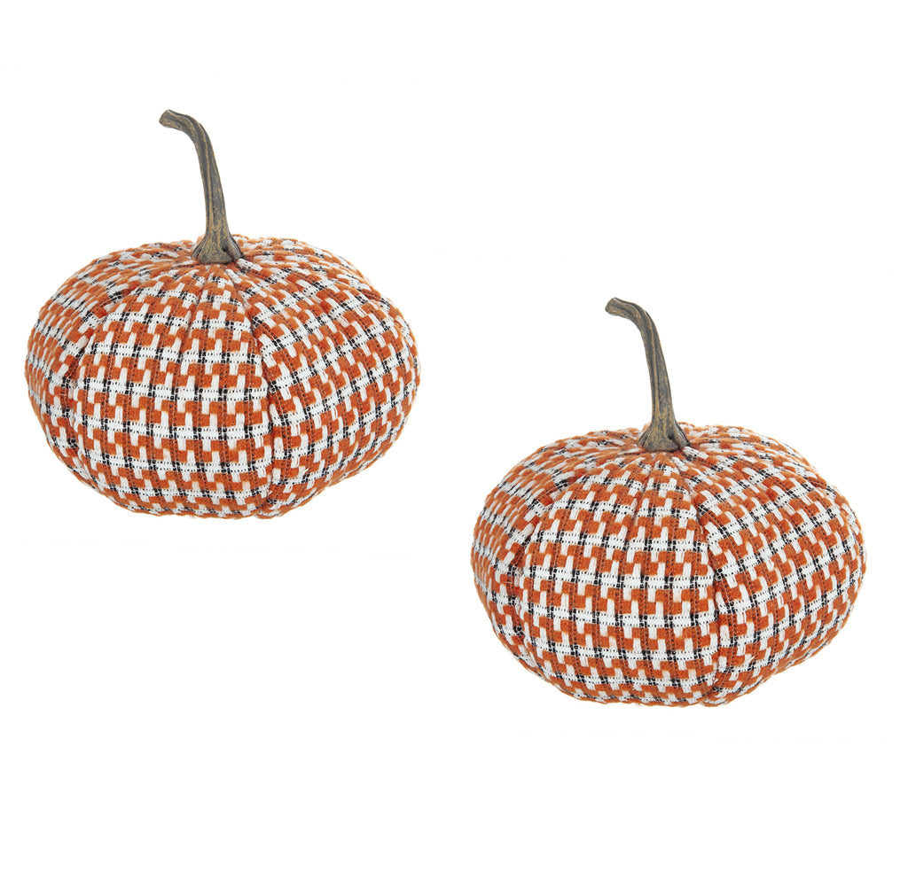 Set of 2, 10.2x10.2x9.5" Fabric Orange Pumpkin, Pumpkin Ornament Decor for Holiday Harvest Festival Fall Festival & Thanksgiving