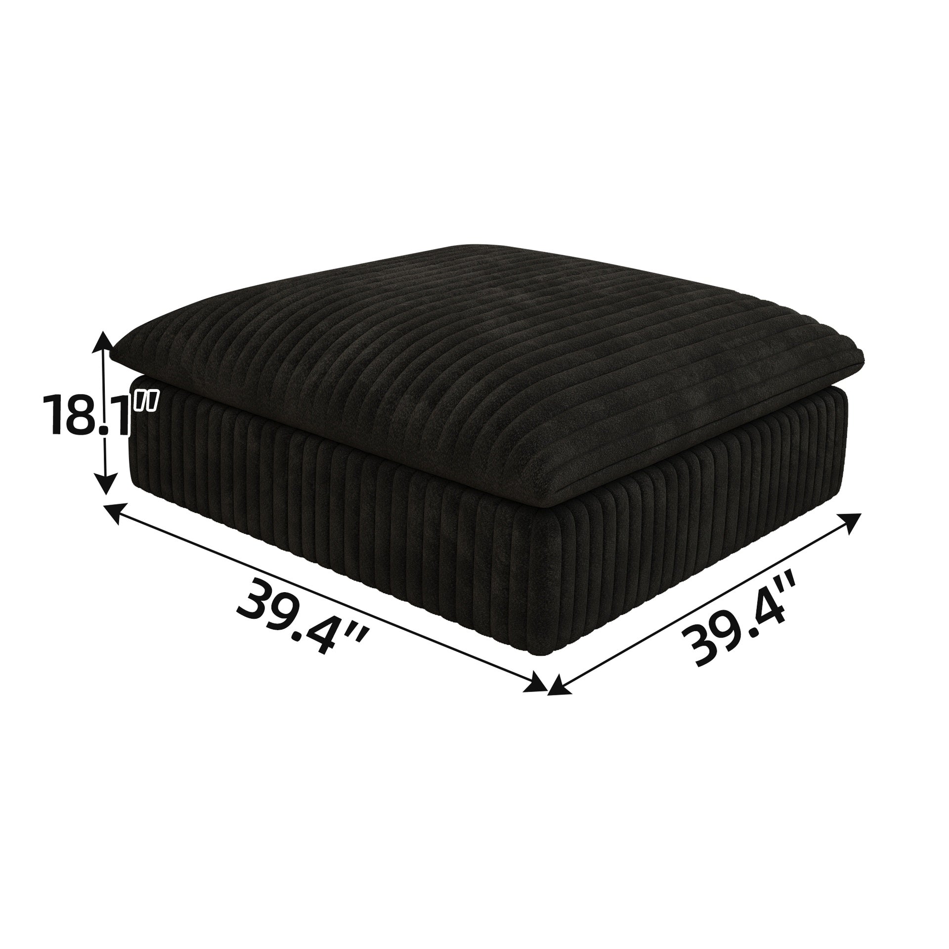 Cloud Sofa,Corduroy Fabric,Deep Seat Couches,Double-layer design,Removable Cushion,No Assembly, DIY Combination for Living room, Bedroom,Conference room ,Apartment,Black