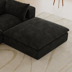Cloud Sofa,Corduroy Fabric,Deep Seat Couches,Double-layer design,Removable Cushion,No Assembly, DIY Combination for Living room, Bedroom,Conference room ,Apartment,Black